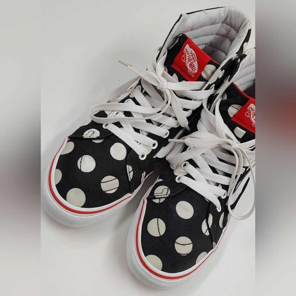 Vans Off The Wall Black & White Polka Dot High-Top Skateboard  Sneakers Sz 6.5 - Picture 7 of 16